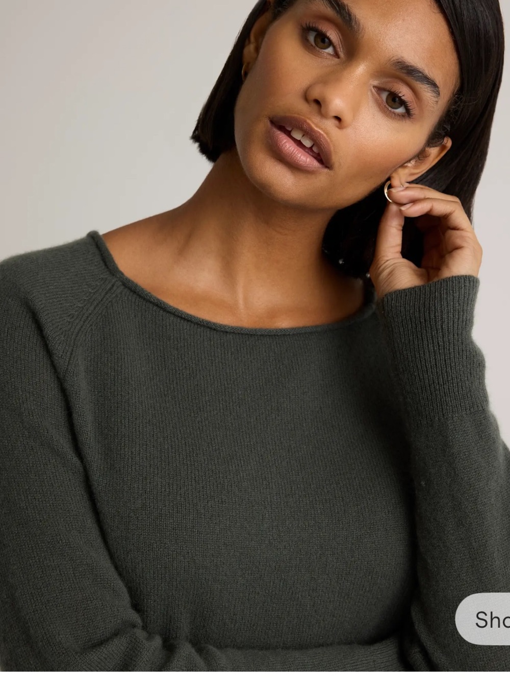 Quince Mongolian Cashmere Knit Pullover Sweater in Color Moss Large